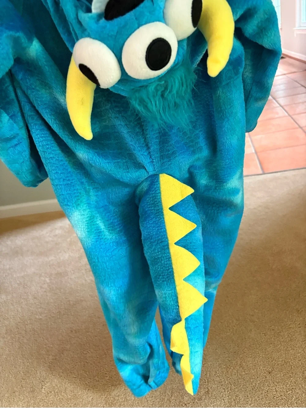 Kids Teal Plush Dragon Pajamas with Purple Belly - Cozy One-Piece